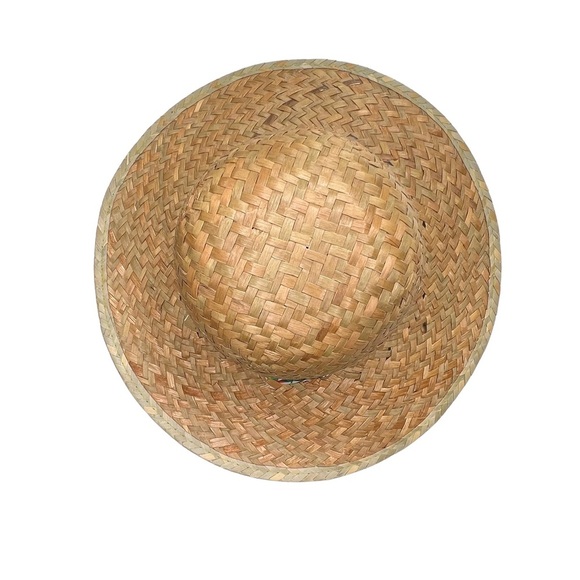 Goldcoast Sunwear Straw Sun Hat Tropical Floral Palm Leaf Band Tan White Green - Picture 9 of 17